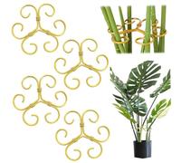 Rachlicy 4 Pezzi Supporto per steli di Piante, Supporti riutilizzabili per Piante in Metallo, Pali di Supporto per d'appartamento rampicanti per Interni Dorati