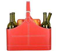 Rachlicy Cestino in pelle Portariviste in pelle rossa con maniglia superiore per vino, fiori, frutta, caramelle, giornali, esposizione natalizia