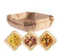 RACHS KOCHWERK - Carta da forno per friggitrice ad aria calda, 2-5 litri, rivestimento antiaderente e resistente all'olio, carta da forno Airfryer, forma flessibile, 200 pezzi, 16 x 16 x 4,5 cm