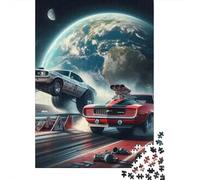 Racing Car 1000 Componenti Carta Spessa Space Race Car Puzzle Familiare Facile Da Pulire Livello Di Difficoltà Equilibrato Fan Dei Rompicapo Divertente 52x38cm/1000pcs