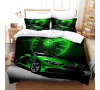 Racing Car Bedding Set per ragazzi, Sport Car Duvet Cover Extreme Sport Theme Bedding Set for Children with Zip and 2 Pillowcase (220 x 240 cm + 80 x 80 cm x 2,A4)