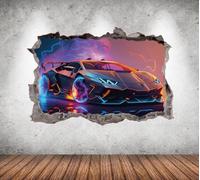 Racing Car Wall Decal 3D Art Sticker, Wall Decor, Mural Poster Custom Vinyl Kids Bedroom 70x50com