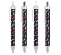 Racing Car1 Penna a sfera con stampa a forma di bandiera da corsa bianca e nera, retrattile, fusto rotondo, punta fine da 0,5 mm, 1/2/4 pezzi