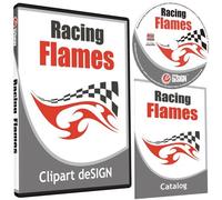 Racing Flames Clipart-Vinyl Cutter Plotter Immagini-Vector Clip Art Grafica CD-ROM