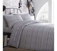 Racing Green Carter Stripe 100% Cotone Set Copripiumino Trapunta Beding - Grigio (Super King)