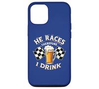 Racing Race He Races So I Drink Divertente Corse Umorismo Custodia per iPhone 12/12 Pro