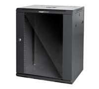 Mach Power Armadio Rack 19" 12U Profondità 45 cm da Parete con Ventola, Montanti Regolabili e Laterali Removibili, Nero (AR-1264WB)