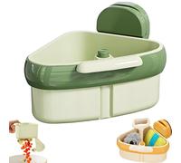 Rack angolare per lavello a Ventosa, Rack per scolapiatti Multifunzionale, Rack per riporre Le Ventose con Foro di Scarico, Ripiano per cestello per lavelli triangolari,Verde