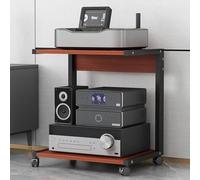 Rack audio a 2 livelli, supporto per supporti AV, armadietto stereo, scaffale audio-video con ruote, ripiano per console di gioco, per accessori TV, lettore DVD/CD, Xbox, PS5, proiettore (50 x 40 x 60