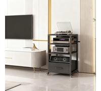 Rack audio a 3/4/5 livelli, supporto AV per elettronica di consumo, sistemi stereo, archiviazione componenti e presentazione (nero, quattro ripiani, tipo A)