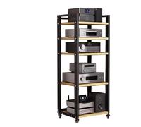 Rack audio a torre, Armadietto for componenti stereo a 5 livelli, rack audio video for unità multimediali, scaffale for giradischi, scaffali for dischi, centro di intrattenimento alto(Yellow)