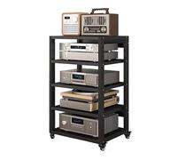 Rack Audio HiFi per impieghi gravosi su Ruote - Mobiletto multimediale AV Regolabile a 2-5 Livelli per componenti Stereo e Centro di intrattenimento, Torre Rack Audio Alta 90 cm per Home The