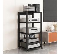 Rack audio HiFi regolabile a 4 livelli, supporto AV per casa/ufficio/teatro, armadietto per lettore CD e componenti stereo, 50 x 40 x 110 cm, elegante finitura nera