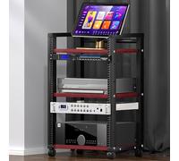 Rack audio HIFI regolabile in altezza a 3 livelli su ruote Armadio stereo durevole per amplificatore AV Giradischi Sky Box Stampante Supporto multimediale resistente per la configurazione audio