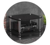 Rack audio HiFi - Supporto audio-video a 4 strati per dispositivi di streaming con piedini ammortizzanti nero, 60 x 48 x 38 cm (2 ripiani), perfetto per sistemi home theater e musica