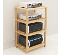 Rack audio in legno a 2/3/4 livelli AV Media Tower per console di gioco, lettori DVD, sistemi HiFi, centro di intrattenimento angolare e supporto giradischi per soggiorno (noce chiaro)