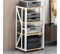 Rack Audio Mobile Con Ruote Universali, Av Tower Media Stand Supporto, 2/3/4/5 Livelli Armadio Audio HiFi Rack, Scaffale AV Per Rack HiFi Mobile, Per Soggiorno, Sala Teatro, Centro Intratte(White,H89c