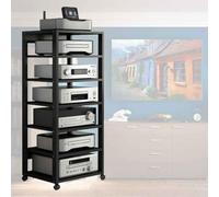 Rack Audio Mobile Con Ruote Universali, Av Tower Media Stand Supporto, 7 Livelli Armadio Audio HiFi Rack, Scaffale AV Per Rack HiFi Mobile, Per Soggiorno, Sala Teatro, Centro Intratte(Nero)