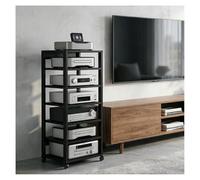 Rack Audio Mobile Con Ruote Universali, Av Tower Media Stand Supporto, 7 Livelli Armadio Audio HiFi Rack, Scaffale AV Per Rack HiFi Mobile, Per Soggiorno, Sala Teatro, Centro Intratte(Nero)