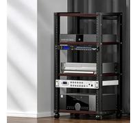 Rack audio modulare, mobile stereo per home theater, studio e gaming | Rack U modulare, telaio acciaio, flusso aria aperto, ruote bloccabili, montaggio semplice(Black Walnut,101cm/39.8in)
