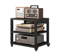 Rack audio su ruote, supporto Hi-Fi resistente a 3 livelli per componenti stereo, mensola AV armadio media torre di archiviazione centro di intrattenimento