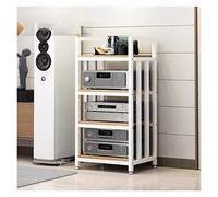 Rack audio video a 4 livelli, moderno centro di intrattenimento in legno per home theater, ufficio e club, archiviazione componenti multimediali per amplificatori, lettori DVD e CD