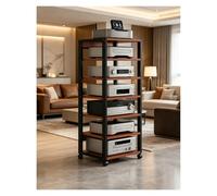 Rack Audio Video, Supporto Mobile AV For Supporti Multimediali Mensola Angolare In Legno, Giradischi Giradischi Armadietto For Console Componenti Stereo, Rack Di Stoccaggio Aperto(Red)