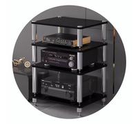 Rack AV HiFi a 4 livelli per giradischi e dispositivi, robusto armadietto Shock-Ang, design moderno, nero, 60 x 48 x 80 cm, ideale per sistemi home theater e intrattenimento