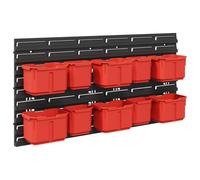 Rack contenitore nero e rosso 77,5 x 2 x 39 cm in polipropilene | Supporto staccabile, combinabile liberamente, interno esterno, facile manutenzione