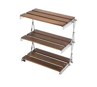 Rack da campo pieghevole e pieghevole per campeggio | Rack di stoccaggio da campeggio, scaffale per organizzatore di visualizzazione pieghevole con 3 strati - Organizzatore di ripiani per barbecue da