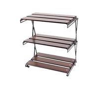 Rack da campo pieghevole e pieghevole per campeggio | Rack di stoccaggio da campeggio, scaffale per organizzatore di visualizzazione pieghevole con 3 strati - Organizzatore di ripiani per barbecue da