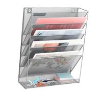 Rack di archiviazione montato a parete a 5 livelli per file e documenti A4 perfetti per l'utilizzo dell'ufficio e della casa argento