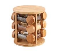 Rack di condimento in legno | Supporto per vaso di condimento per cucina | Scaffale di immagazzinaggio in contenitore di sale rotante per barattoli di pepe, organizzatore per spezie, deposito com