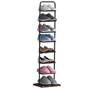 Rack di ferro singolo verticale 8-Pair Shoe Storage Rack Narrow Multi-Layer Single Row Shoe Rack for Porch, Black (Black)