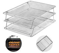Rack di raffreddamento stackable in acciaio inox per baching, 3 animali 12" x 16,5", forno e lavastoviglie Salf and Fit Half Sheet,Wire Cooling Racks for Cookie, Pizza, Cake