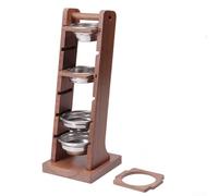 Rack di stoccaggio del filtro della ciotola del caffè a sei slot compatibile con cestini da 51/53/58 mm, realizzato in legno con supporto superiore dello schermo per postazioni caffè ordinate (A)