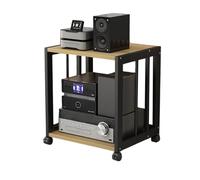 Rack di Stoccaggio Multimediale Regolabile Mobile Stereo Hi Fi Rack Giradischi Rack con Ruote, Porta TV Angolare Mobile, per Giradischi Lettore DVD(Yellow,49cm/19.3in)