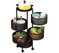 Rack di stoccaggio multistrato da pavimento rotante rack da cucina rack da pavimento rack rotante per verdure cestino rotondo per frutta e verdura con ruote adatto per soggiorno cucina e bagno