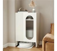 Rack di stoccaggio robot spazzamento con porta in vetro temperato, armadio mobile nascosto vuoto con ripiani per soggiorno ufficio idea creativa