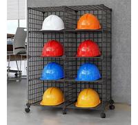 Rack di storage Scaffale casco commerciale per esposizione in massa, Holder di posizionamento del cappello duro in piedi per la fabbrica, Grande capacità e mobile(Black,8 Grids(A))