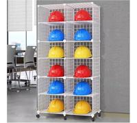 Rack di storage Supporto per la conservazione della cucina di grande capacità, Portacappello multistrato impilabile con ruote, Per negozi al dettaglio/ufficio/fabbrica(White,12 Grids)