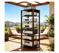 Rack E Supporti Hifi, Supporto Multimediale Av Racks, Con Ripiano Regolabile, Audio-Video Con Ruote Universali, Adattao Per Sala Teatro(Nero)