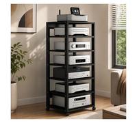 Rack For Apparecchiature Audio Video A 7 Livelli Supporto For Console For Componenti Stereo Armadietto Multimediale, CD Giradischi Ricevitore Scaffali Dispositivi(Nero)