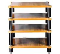 Rack HiFi A 4 Livelli Scaffale Av Dispositivo di Supporto per Giradischi Armadio Rack Audio HiFi in Legno Massello Piedini Rack HiFi Scaffale per Amplificatore di Potenza, Wood Color, 60 * 78 * 48cm