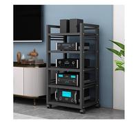 Rack HiFi A 5/7 Livelli Con Ruote, Supporto Per Media Audio-video, Mensola Audio, Tavolo Per Giradischi Con Ripiani Regolabili, Per Soggiorno, Camera Da Letto, Studio(5 Tier-Black1)