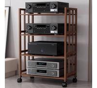 Rack Hifi Audio,mobile Stereo Hi Fi Rack Con Ruote Universali,2/3/4/5 Livelli Mobiletto Per Stereo Hifi E Giradischi,mobile Giradischi E Casse,per Soggiorno, Sala Giochi,marrone(4tier-50x38x123cm)