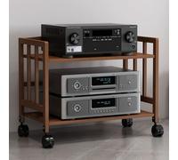 Rack Hifi Audio,mobile Stereo Hi Fi Rack Con Ruote Universali,2/3/4/5 Livelli Mobiletto Per Stereo Hifi E Giradischi,mobile Giradischi E Casse,per Soggiorno, Sala Giochi,marrone(2tier-50x38x53cm)