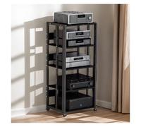 Rack HiFi per componenti audio, supporto multimediale per lettori CD/DVD, giradischi, console di gioco e amplificatori, elegante mobile home theater per soggiorno e configurazione di gioco