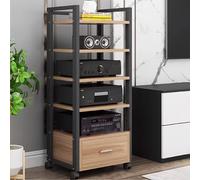 Rack Hifi, Supporto Multimediale AV Con Cassetti, Supporto Audio Video Multifunzionale con Ruote, Ripiani Regolabili, Supporto for Giradischi Stereo con Rack Audio for Home Office Theater