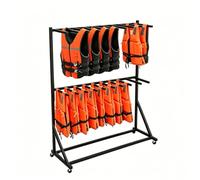 Rack in metallo per attrezzatura da piscina e sport acquatici; supporto per l'asciugatura e la sistemazione di giubbotti di salvataggio, mute e asciugamani.(2-Tier)